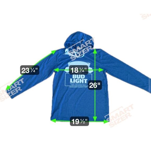 Bud Light Hoodie Blue Long Sleeve Lightweight L Cotton Polyester Budweiser Beer - Picture 6 of 6